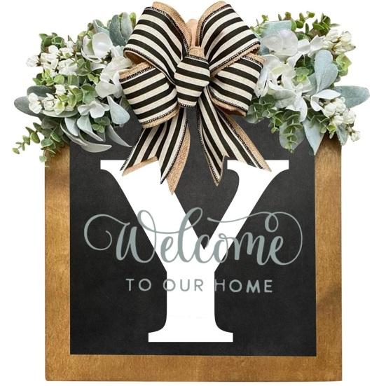 Модная дверная табличка без заусенцев с бантиком, начальная фамилия, год, поставка приветственных подарков в фермерском доме