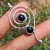 Black Onyx Gemstone 925 Sterling Silver Plated Spin Illusion Handmade Pendants