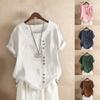 Women's Short Sleeve Cotton Linen Beautiful Tunic Blouse Tops Ladies Casual Basic Shirt Plus Size Clothes