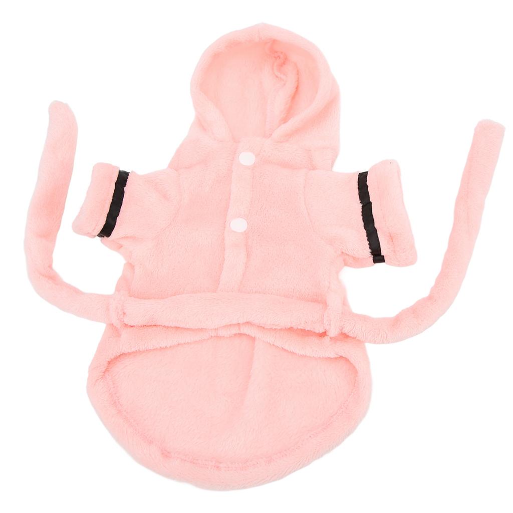 Pet Bathrobe Plush Warm Absorbent Puppy Hooded Pajama with Waistband for Small Dogs CatsM