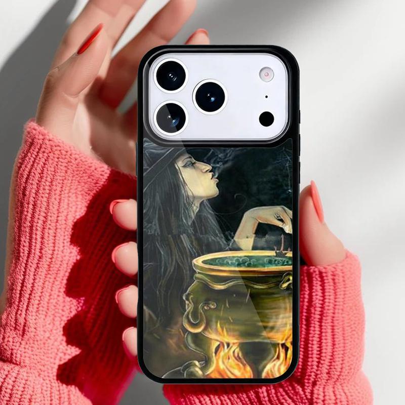 Чехол для телефона на Хэллоуин Лунная Ведьма Ужасы для iPhone 17 16 15 14 13 Pro Max Задняя крышка для 12 11 Pro Coque