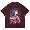 230 г/м² 100% хлопок Dragon Ball V17 Принт Бульмы Унисекс Тяжелая хлопковая футболка