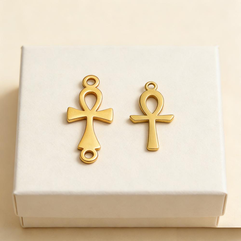5pcs/Lot Egypt Ankh Cross Charms For Bracelet Necklace Stainless Steel Pendant DIY Accessories Amulet Crucifix Egyptian Jewelry