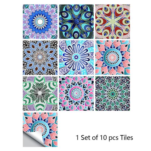 10x10/15x15/20x20/30x30cm PVC Flower Tile Tiles Decals Waterproof Wall Sticker Bathroom Sticker Kitchen Decoration