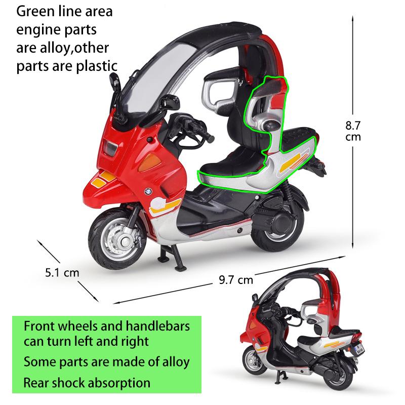 1/18 Scale Welly BMW C1 Alloy Motorcycle Model Diecasts Metal Toy Vehicles Motorcycle Model High Simulation Collection Childrens Gifts