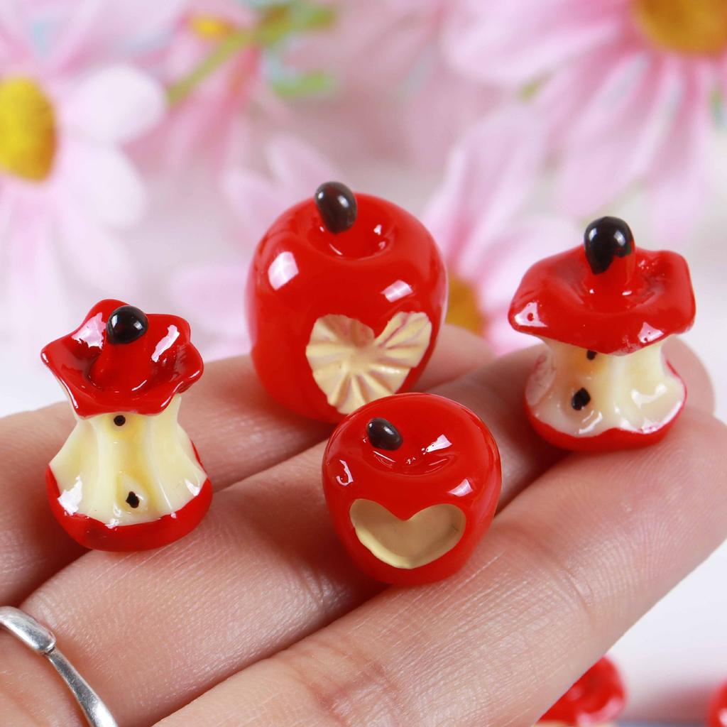 10 шт. 3D Красное Яблоко Сердцевидной Формы Смола DIY Фруктовый Брелок Цепочка для Телефона Подвеска Материал для Поделок Аксессуар