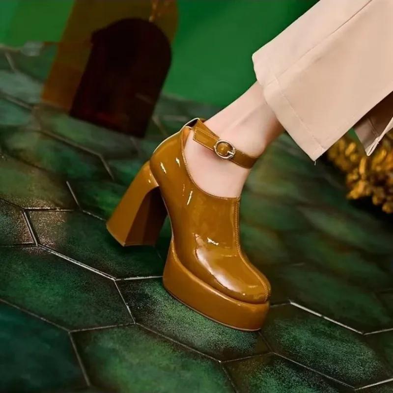 Модные женские ботинки 2024 года, осень, новые, с глубоким воротом, удобные, с боковой молнией, водонепроницаемые, на платформе, женские туфли на высоком каблуке