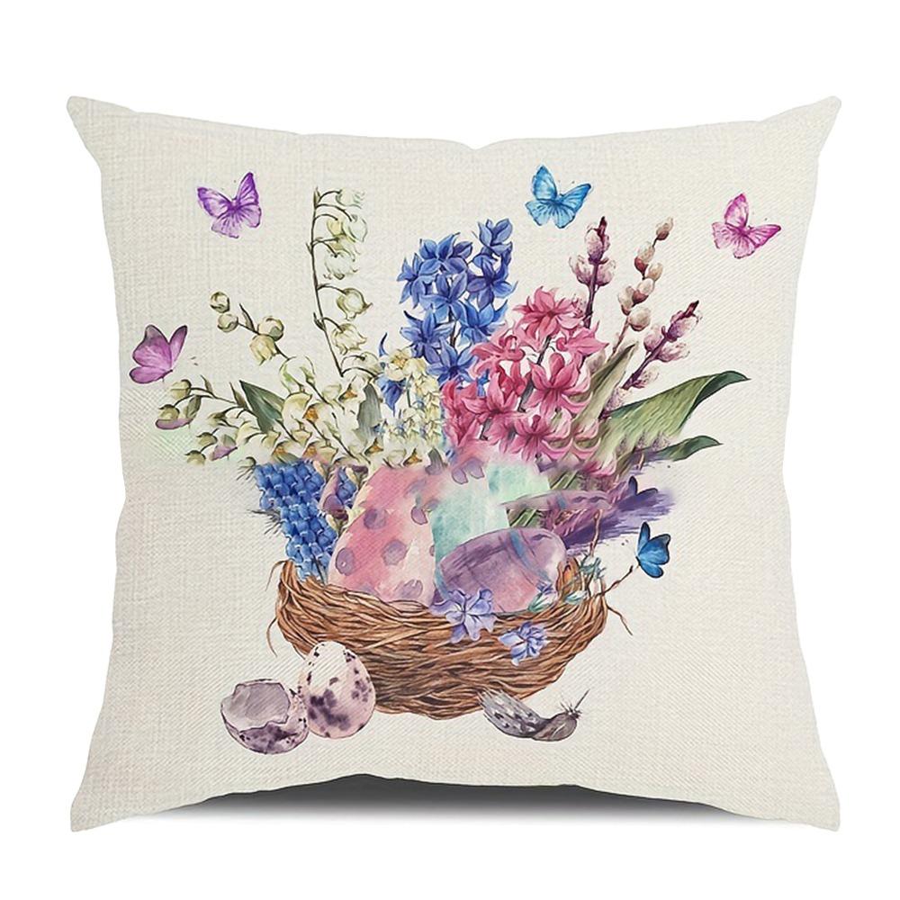 New Cute Easter Bunny Sofa Pillowcase with Zipper Print Pattern Cushion Cover Polyester Soft Pillow Cases Home Party Decor