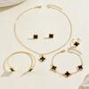Wind Jewelry Set Geometric Clover Enamel Necklace Earrings Bracelet Women