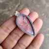 Natural Rhodonite Pear Pendant, 925 Sterling Silver Boho Jewelry