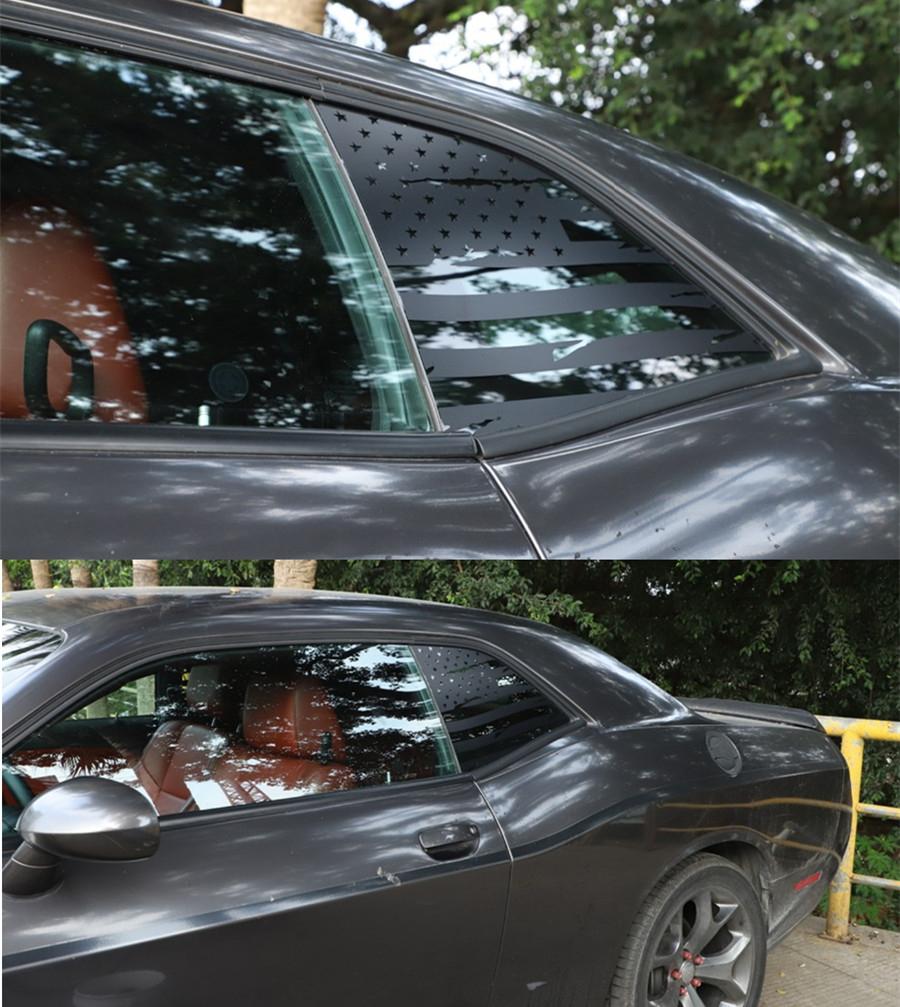 Distressed American Flag Window Decal For Dodge Challenger