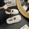 Fashion 2024 New Winter Warm Plush Women's Outdoor Flat Shoes Plush Rhinestone Buckle Fashion Women's Shoes Luxury Designer Shoes