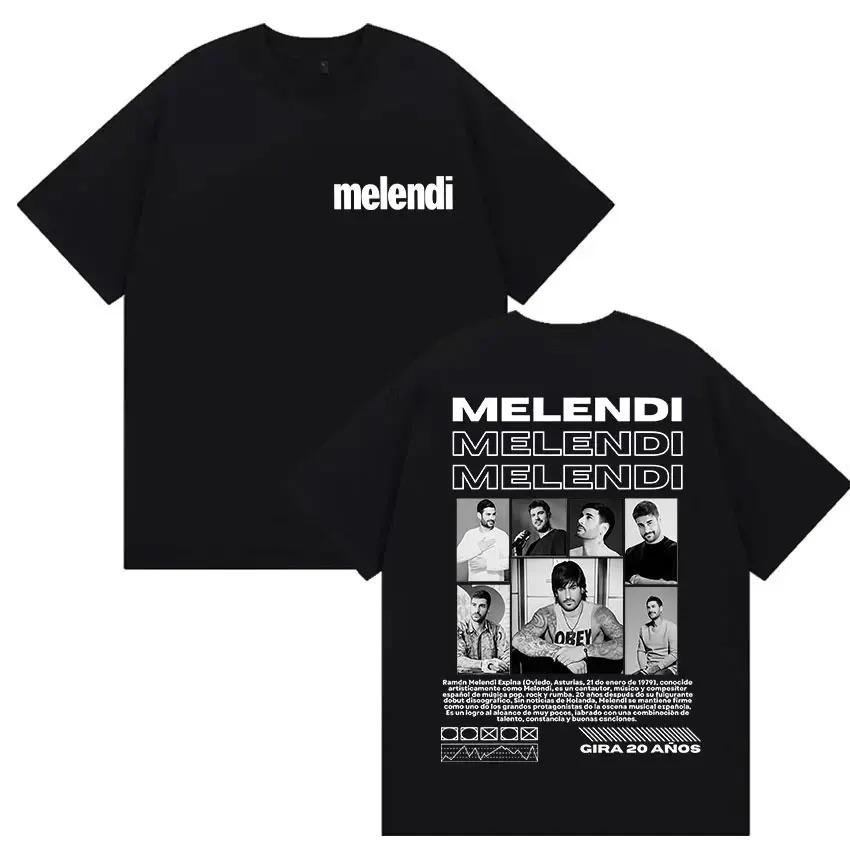Rapper Melendi Tour 2025 Album Merch T Shirts Men's Vintage Gothic Oversized Cotton T-shirt Plus Size Streetwear Cotton  Hip Hop