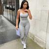 Summer New Sleeveless Pure Color Sexy Female Skinny Long Jumpsuit Yoga Sweatpants