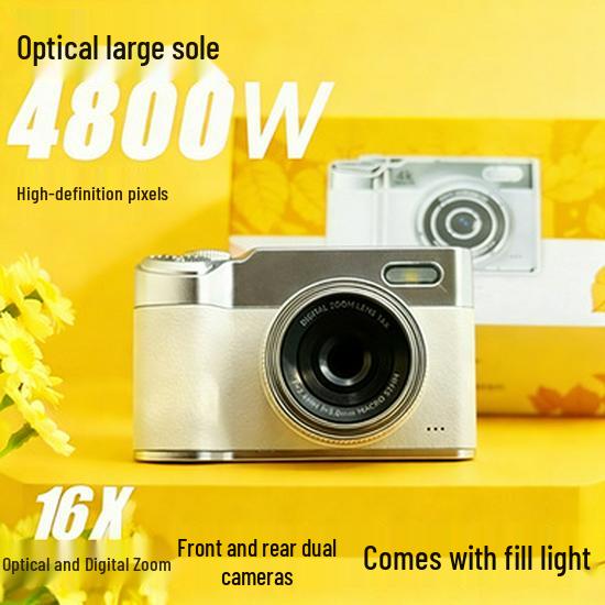 Portable Vlog Camera: Dual 48MP Front & Rear, 16X Zoom, HD Video, Pocket size