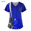 Женская униформа медсестры со звездным узором и 3D-принтом, V-образным вырезом и карманом, медицинская униформа, модная медицинская одежда для медсестер, женская рабочая одежда