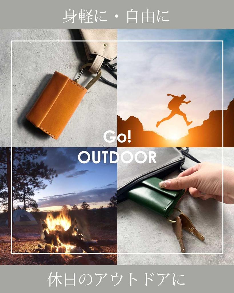 Wallet Compact Card Mini Wallet Made In Japan Genuine Leather Brass [Cliff] Men's (Key Ring-Green)