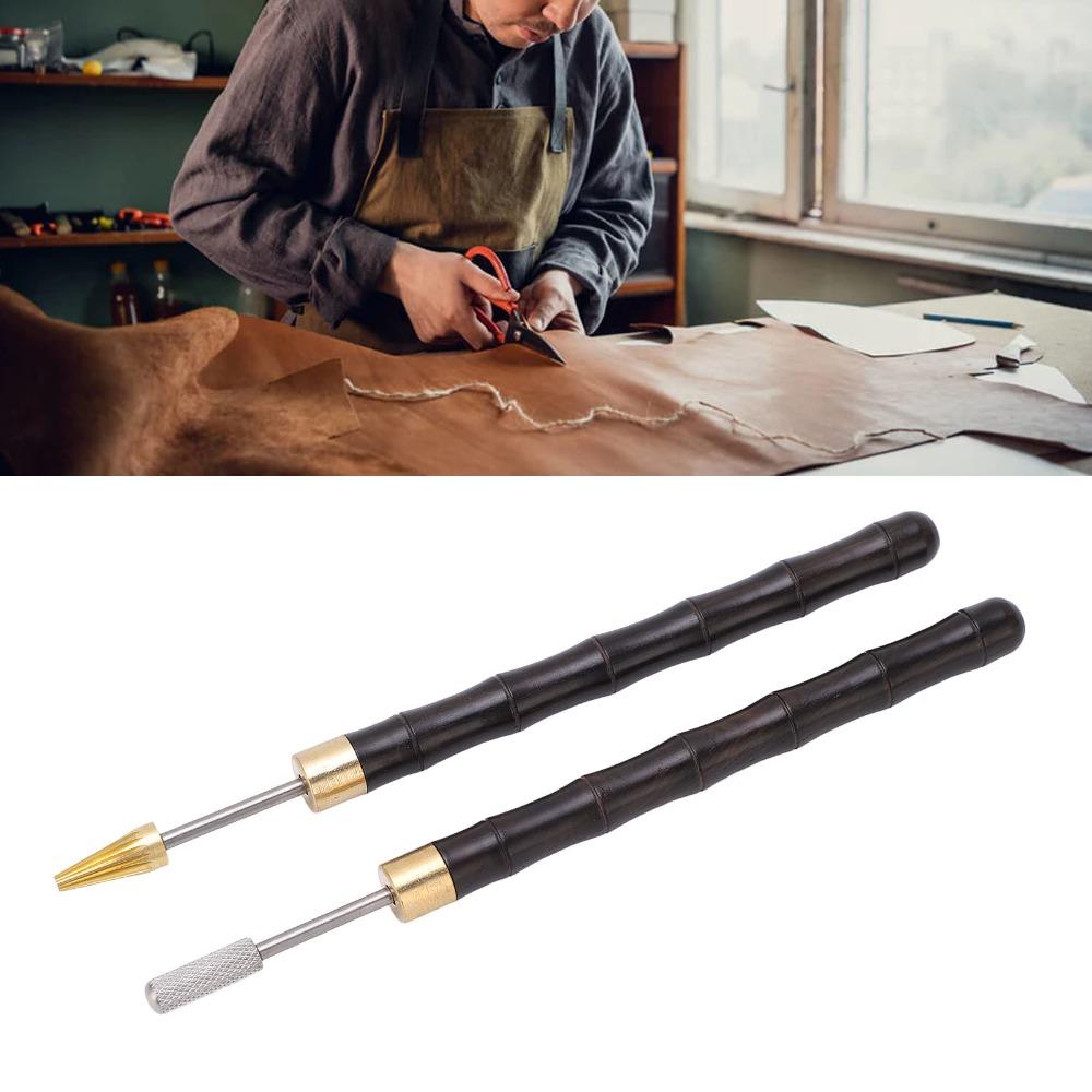 2pcs Sandalwood Handle Leather Edge Dye Pen Leather Edge Roller Pen  For Leather Working