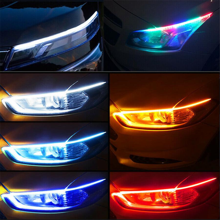 17.7" RGB Светодиодная Автомобильная Фара Световая Полоса Декорация ДХО Указатель Поворота Приложение для Телефона 2x