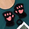 Winter Warm Fingerless Gloves Lovely Sweet Bear Paw Thickened Plush Half Finger Glove Multicolor Fluffy Soft Cat Claw Mittens