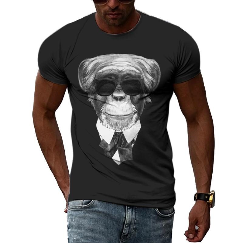 Летние модные мужские футболки с забавным животным и собакой, 3D трендовые индивидуальные повседневные черные футболки с принтом, топ в стиле Харадзюку с круглым вырезом в стиле хип-хоп