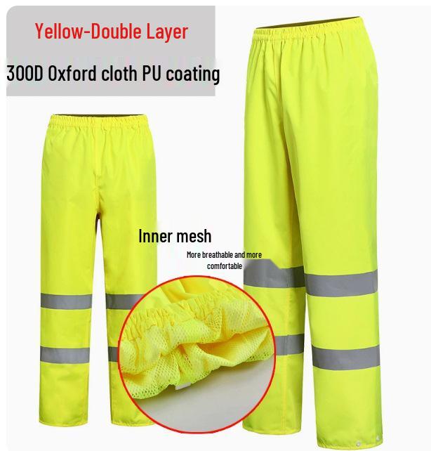 High Visibility Reflective Raincoat Set - 300D Oxford Cloth, Split Design for Outdoor Traffic, Duty, and Rescue Use