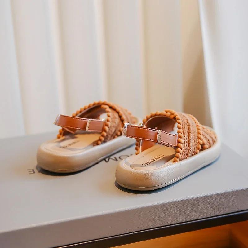 Kids Fashion Girls Sandals Soft Ethnic French Wind Open-toe Cool Breatheable Princess Shoes Children Versatile Platform