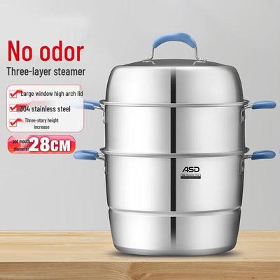 3-ярусная пароварка из нержавеющей стали 304, 28 см с разделением вкусов