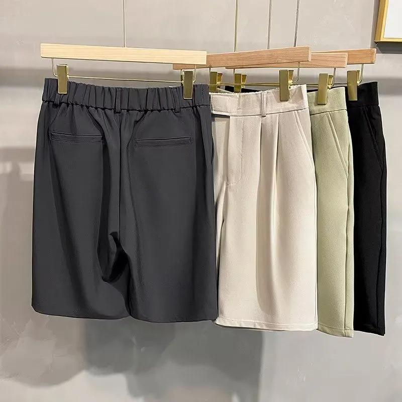 Новые эластичные укороченные брюки мужские шорты летние тонкие ледяной шелк свободные брюки повседневные прямые брюки