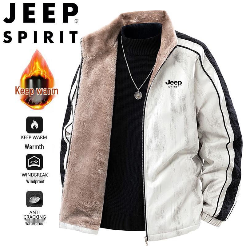 Мужская повседневная куртка JEEP SPIRIT с плюшевой подкладкой и воротником-стойкой