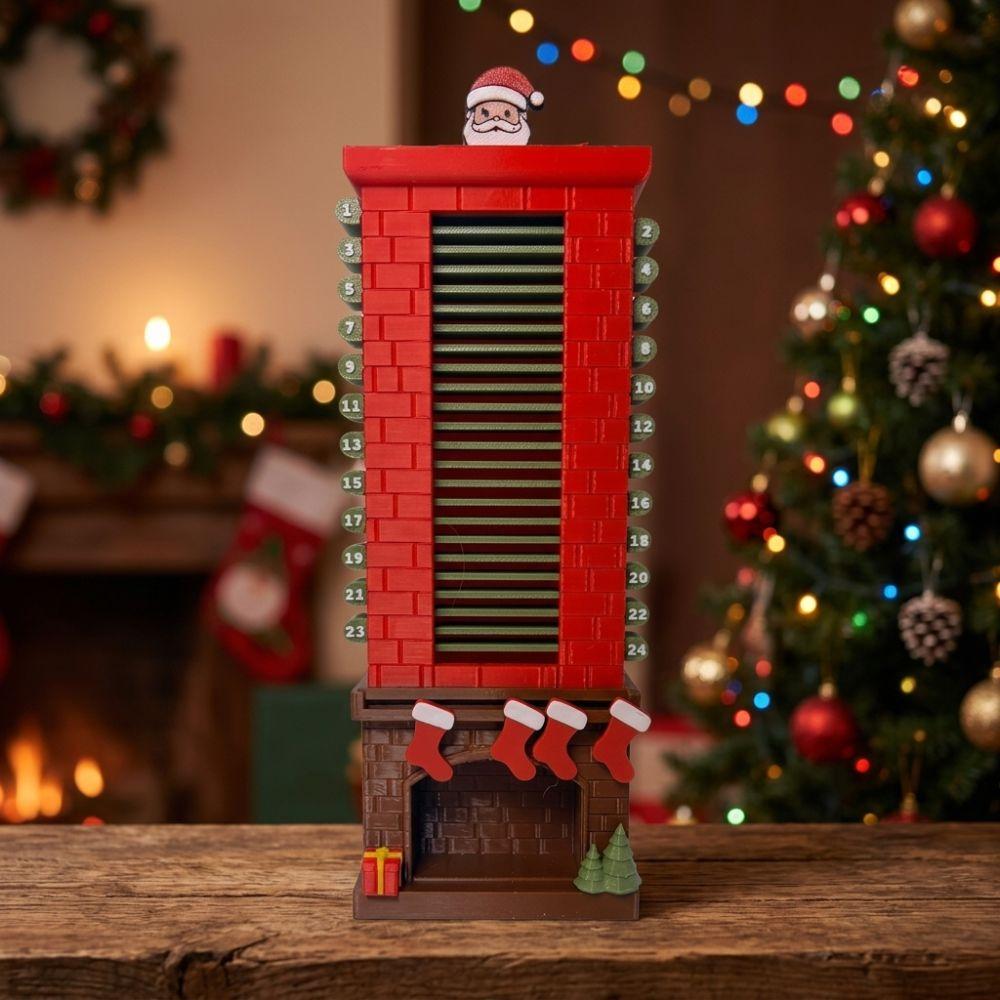 Plastic Santa Chimney Countdown Calendar Pull Slider 24 Day Xmas Countdown Living Room