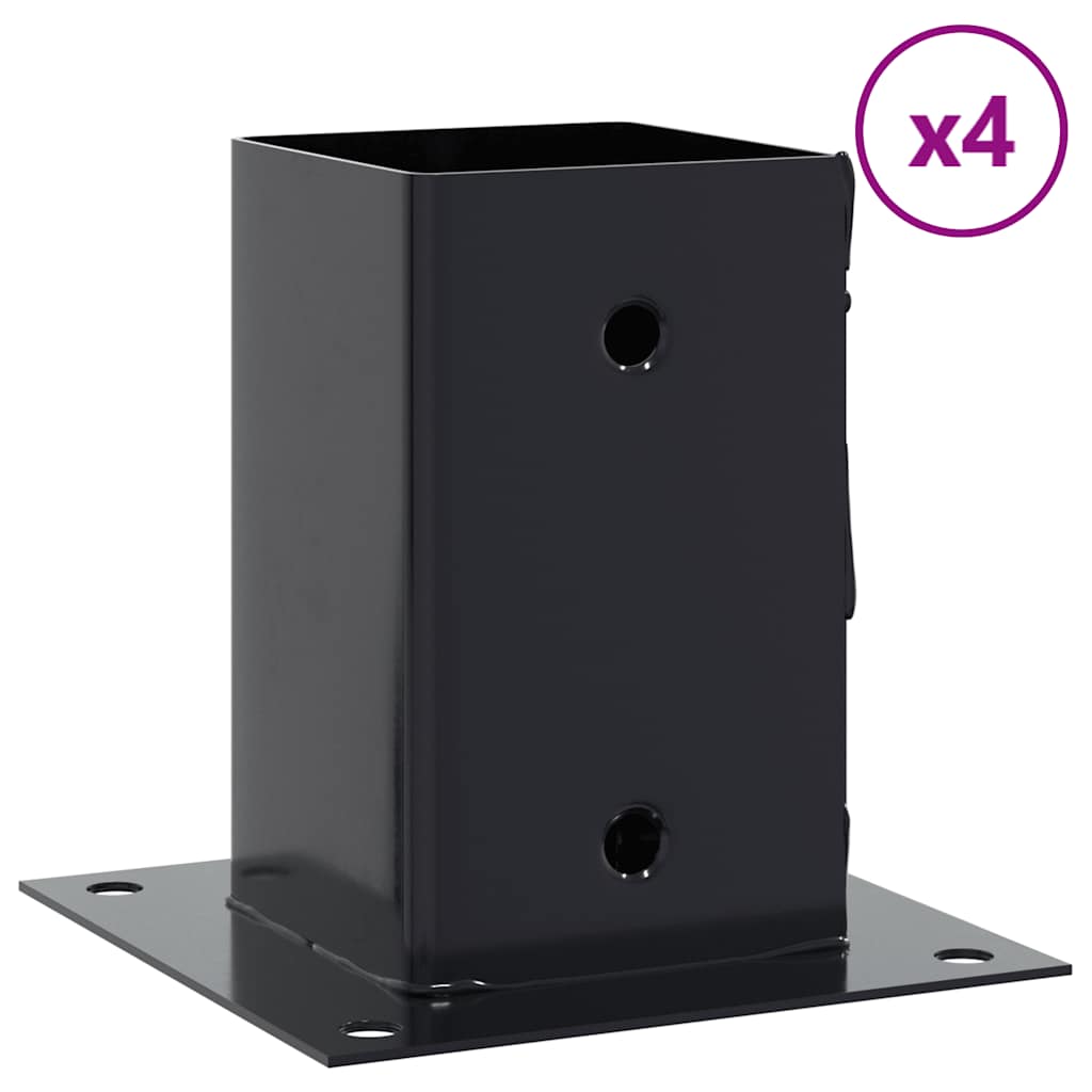 vidaXL Pfostenträger Quadrat 4 Stk. 91x91 mm Pulverbeschichteter Stahl
