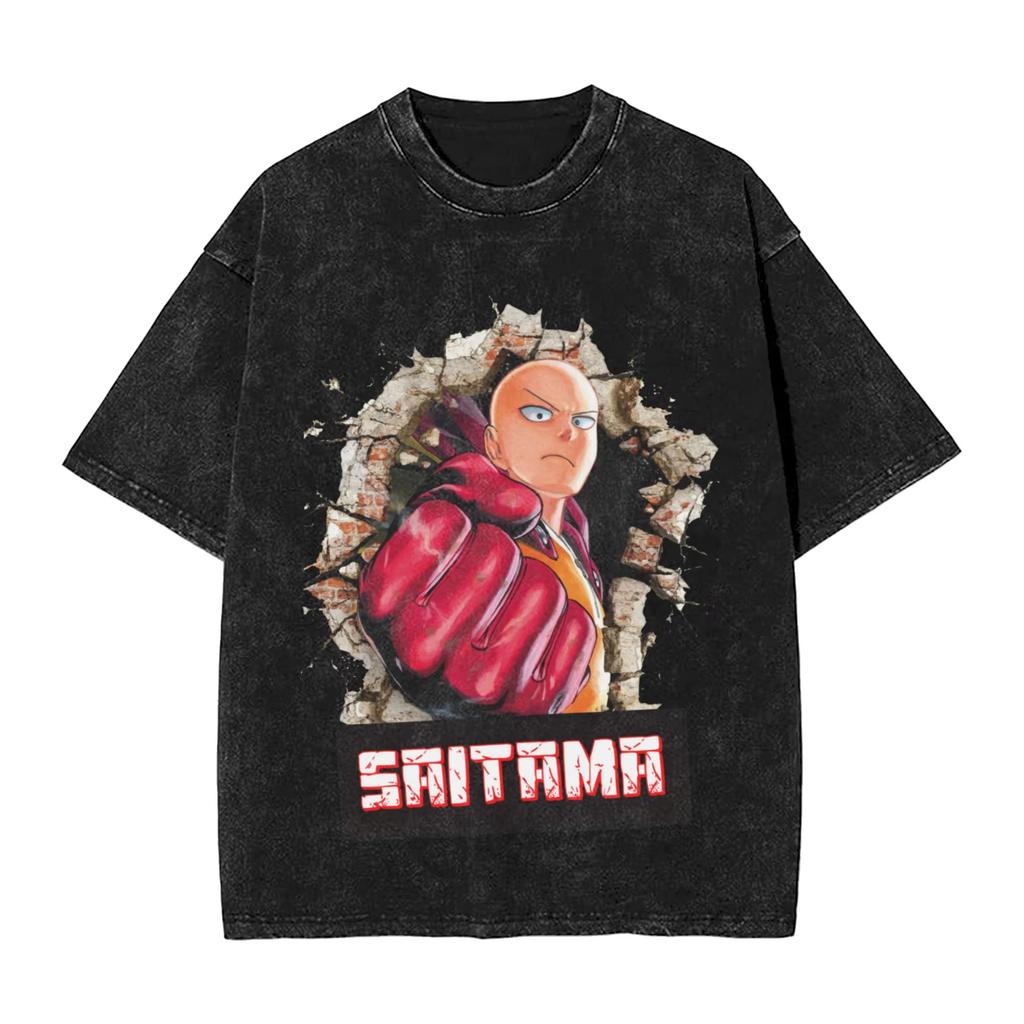 Hot Sale Funny Anime Tatsumaki One Punch Man Graphic Print T-Shirt Men Women Loose Casual Oversized Top Vintage Washed O-neck Cotton Summer New Tee