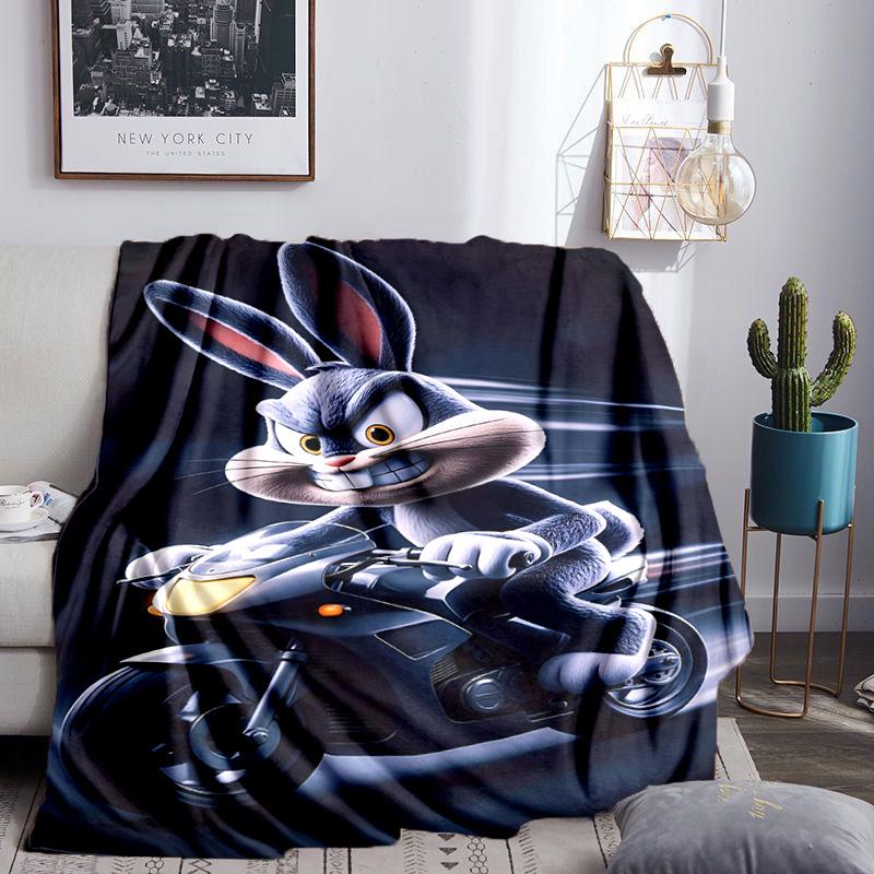 Elegant Bunny Portrait Throws Blanket Flannel Blankets Plush for Couch Bed Gifts for Men Women Travel picnic blanket Christmas fan gifts