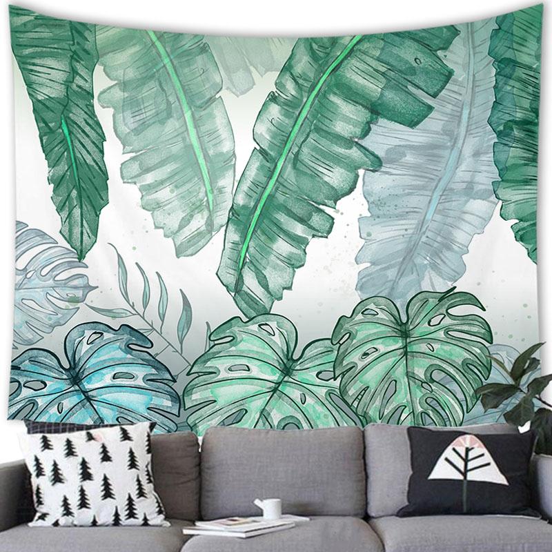 Тропическое растение, зеленый лист, гобелен, садовый фон, богемный большой тканевый настенный декор для дома, гостиной, комнаты