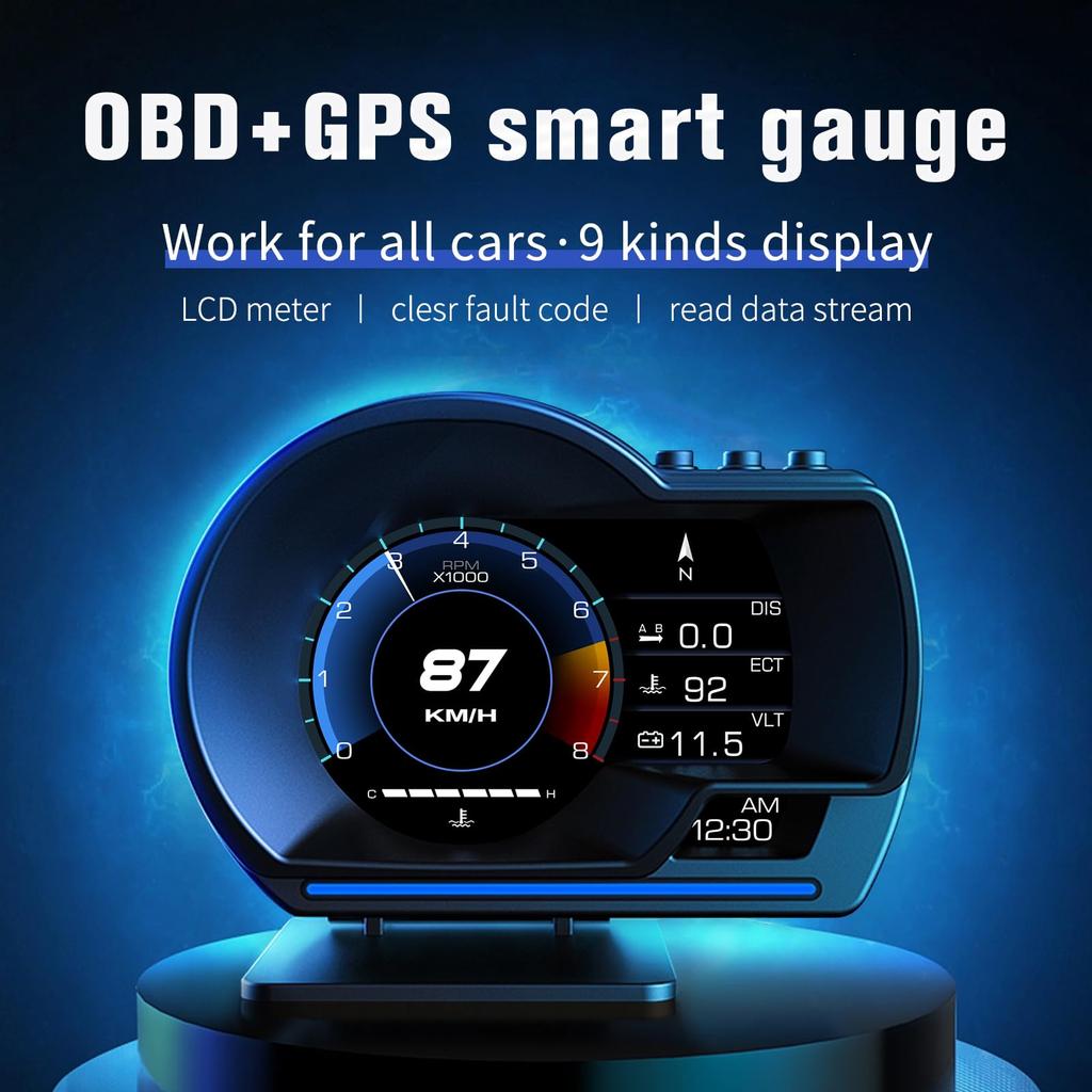 Этот автомобильный дисплей оснащен OBD OBD и двойной системой для отображения турбины воды и Он предлагает свободно переключаемую систему и подходит для всех
