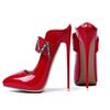 New Luxury Naked Pumps Women High Heels12cm Thin Heels Pointed Toe Patent Leather Woman Shoes Professional Shoes Size 47