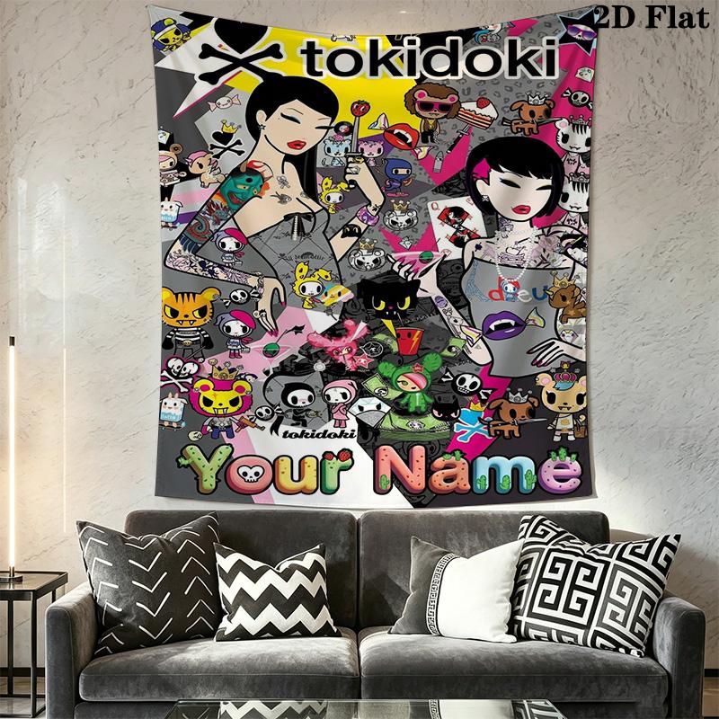 Name Custom tokidoki Wall Tapestry Aesthetic Wall Hanging Printed Fabric Blanket Decorative Tapestries for Bedroom Living Room Home Decor
