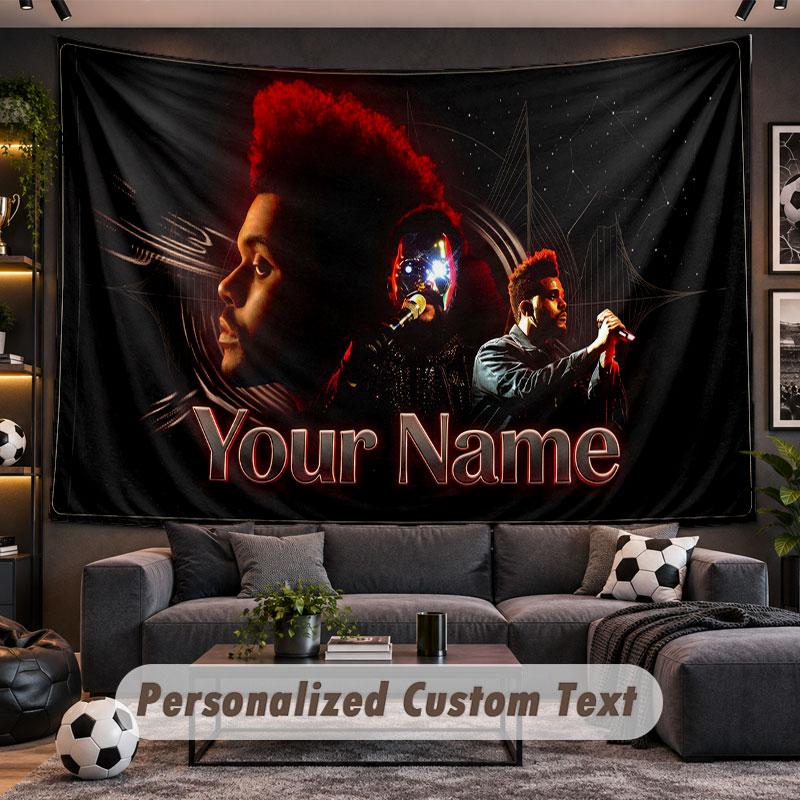 Wall Hanging Tapestry Custom NameThe Weeknd Pattern Personalized Printed Fabric Wall Decor