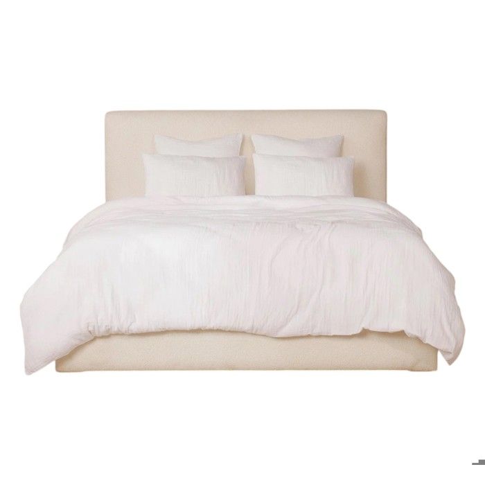 Housse De Couette + Taies - Gaze De Coton Lavé - 240 X 260 Cm - Douceur Blanche - Oeko-Tex®