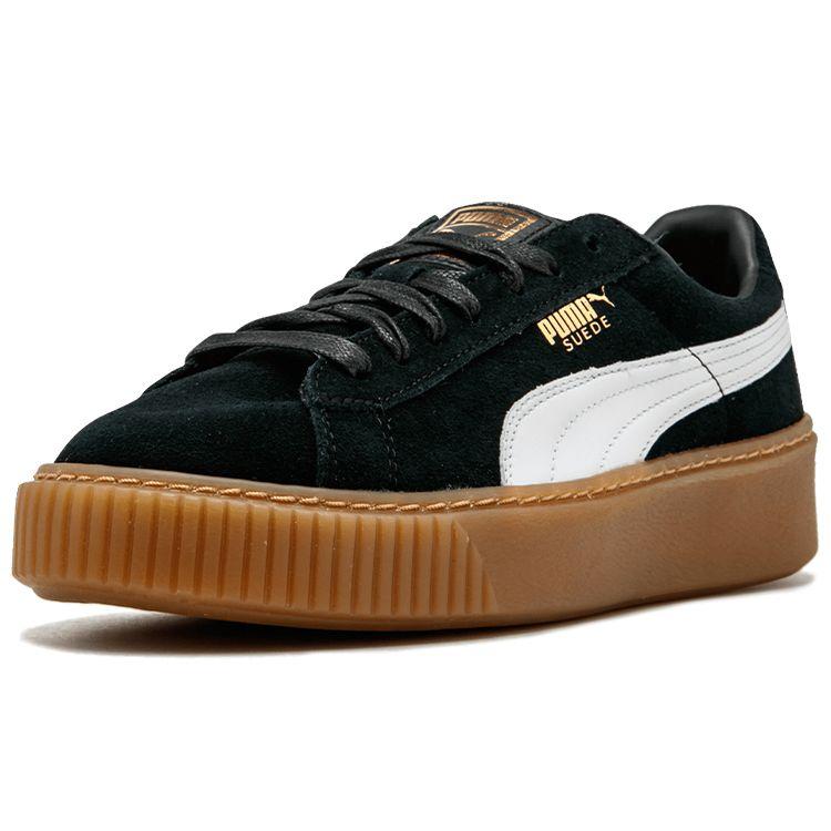 Puma Замшевые женские кроссовки на платформе Black Gum белые 363559-02