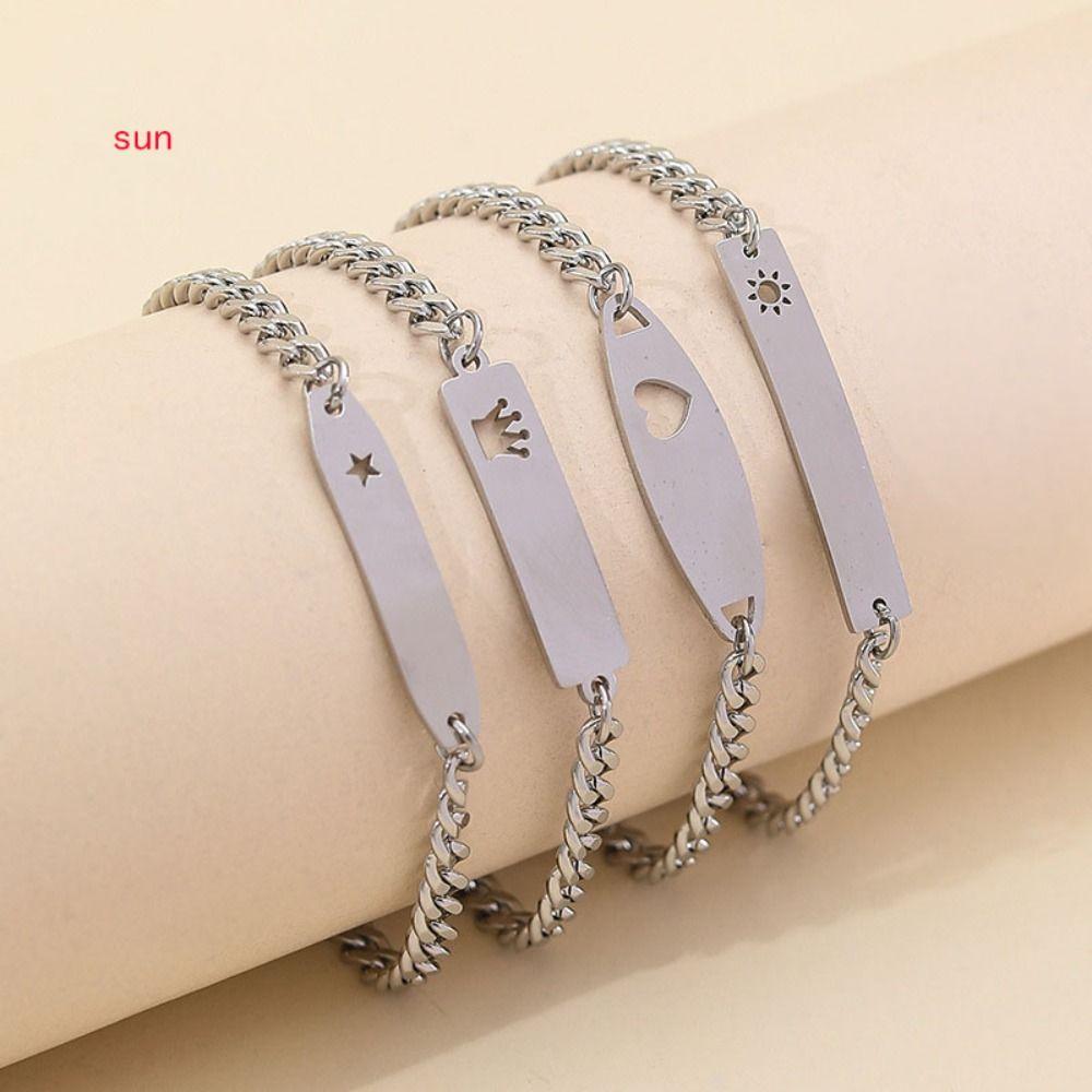 Stainless Steel Stainless Steel Bracelet Adjustable Star Sun Heart Cutout Bracelet Female