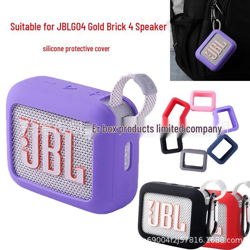 Gold Brick Soft Silicone Case for JBL GO4 Bluetooth Speaker - Portable Protective Storage Bag