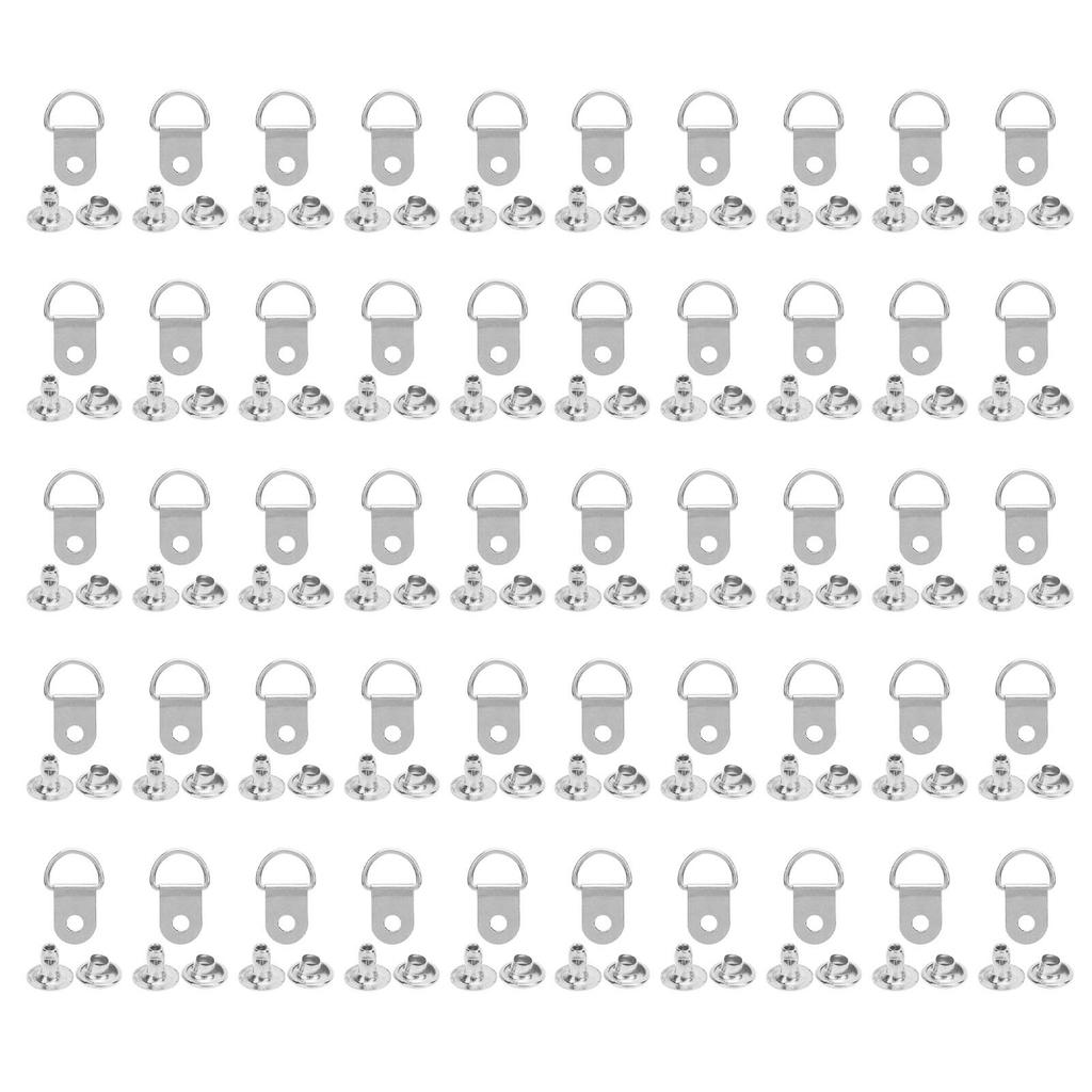 50 Set Shoe Boot Lace Hooks with 8mm Iron Rivets Loop D Ring Buckle Metal Repair Accessories