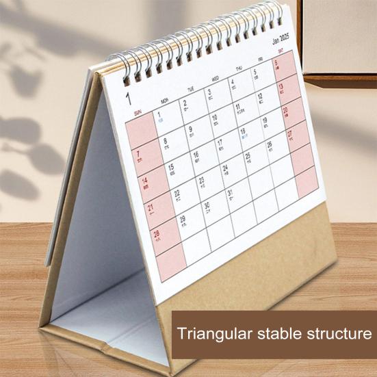 2025 Desk Calendar Small Stand Up Double-Coil Binding Monthly Calendar Daily Planner Event
