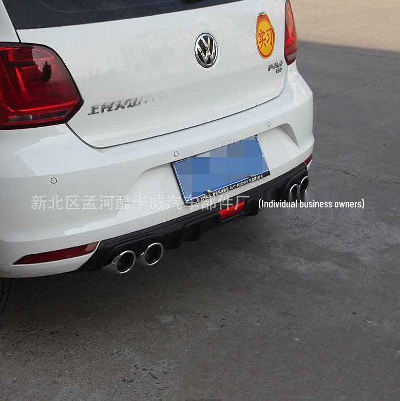 Совместимо с Volkswagen Polo 2014-2018 Задний диффузор-спойлер бампера с двойным выхлопом.