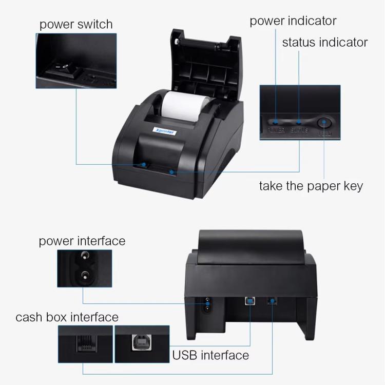 Термопринтер чеков Xprinter XP58IIH 58 мм