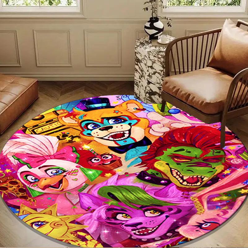 Five Nights Party Round Rug for Livingroom,Bedroom, Palyroom, Chair Rug, Area rug, Circle Carpet, Large Size Decor Fan Christmas gift