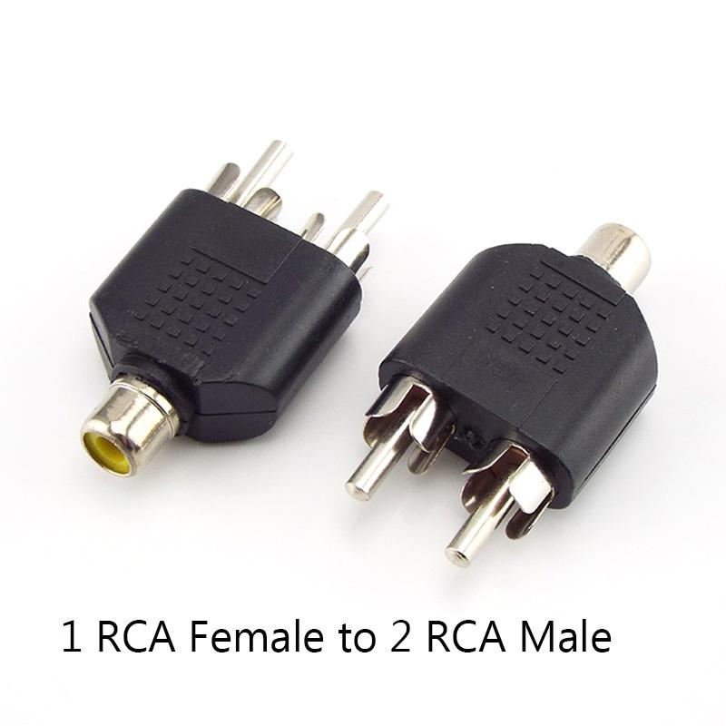 2 RCA Y Splitter Connector AV Audio Video Plug Converter Cable Male Female Plug 2 In 1 Adapter