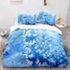 Snowflake Duvet Cover Winter Theme Geometric Pattern Microfiber Blue Floral Quilt Cover for Girl Children Christmas Decorations